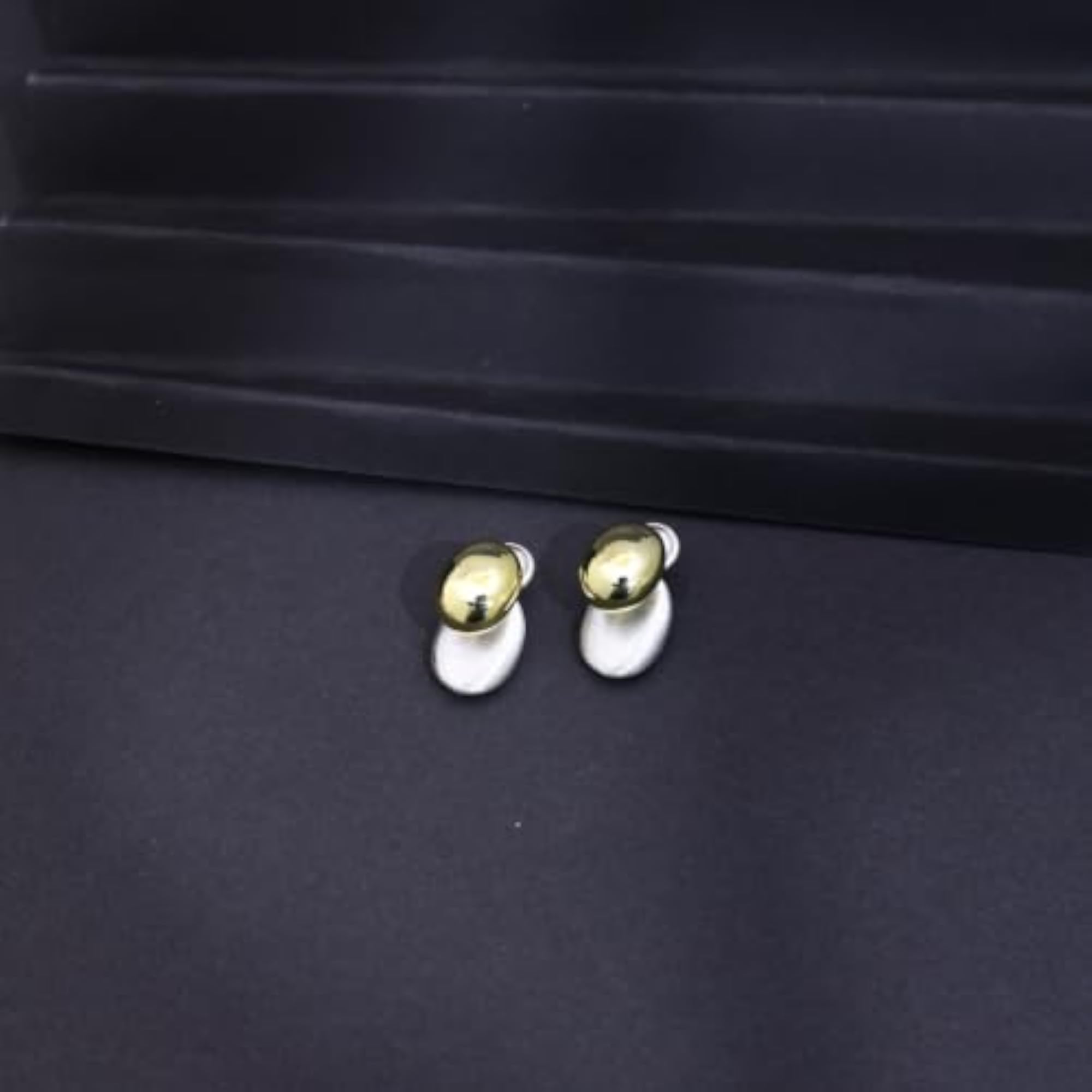Women's Gold & Silver Toned Two-Tone Oval Stud Earrings